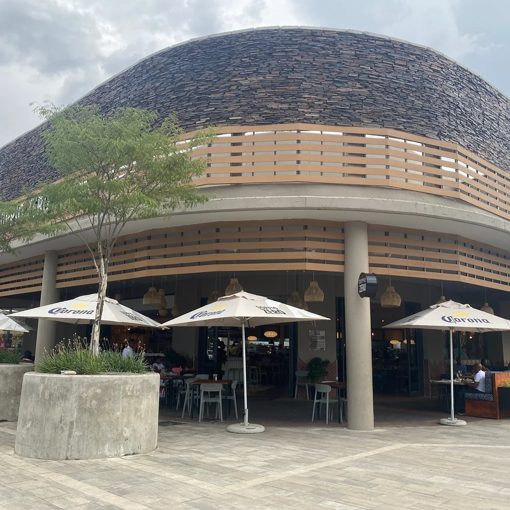 Doppio Zero Botswana exterior and outdoor seating in Gaborone.